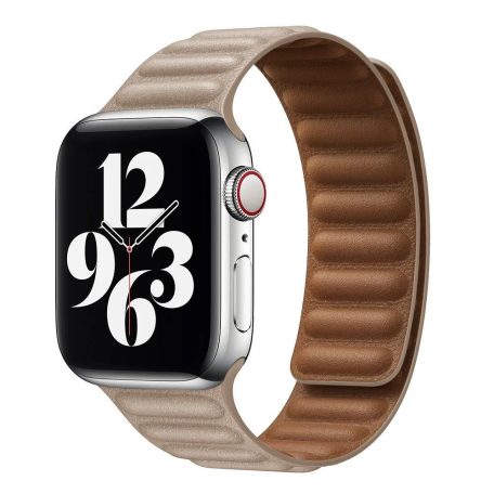 Prémiový magnetický khaki kožený řemínek na hodinky Apple Watch 38/40/41