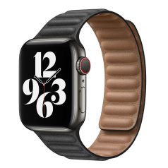   Prémiový magnetický černý kožený řemínek na hodinky Apple Watch 42/44/45/49