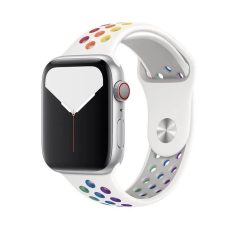   Sports Wear White-Rainbow silikonový řemínek na hodinky Apple Watch 38/40/41