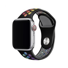   Sports Wear Black-Rainbow silikonový řemínek na hodinky Apple Watch 38/40/41