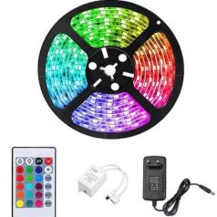   5 metrový RGB LED pás s dálkovým ovládáním a adaptérem