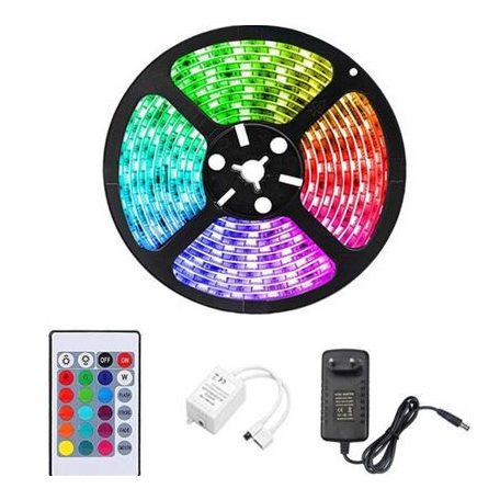 5 metrový RGB LED pás s dálkovým ovládáním a adaptérem