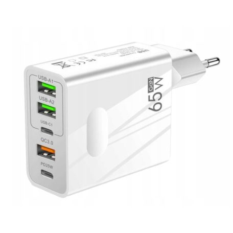 65W 5-portová USB rychlá nabíječka pro iPhone, Samsung, Xiaomi ,Huawei